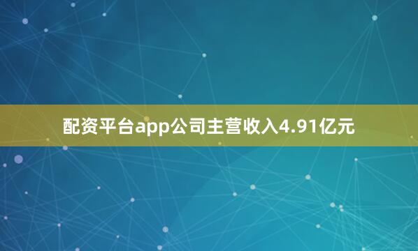 配资平台app公司主营收入4.91亿元